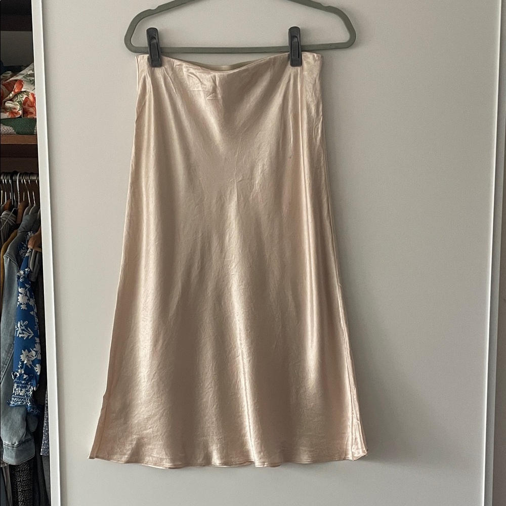 Aritzia Gold Midi Slip Skirt for Cocktail Nights